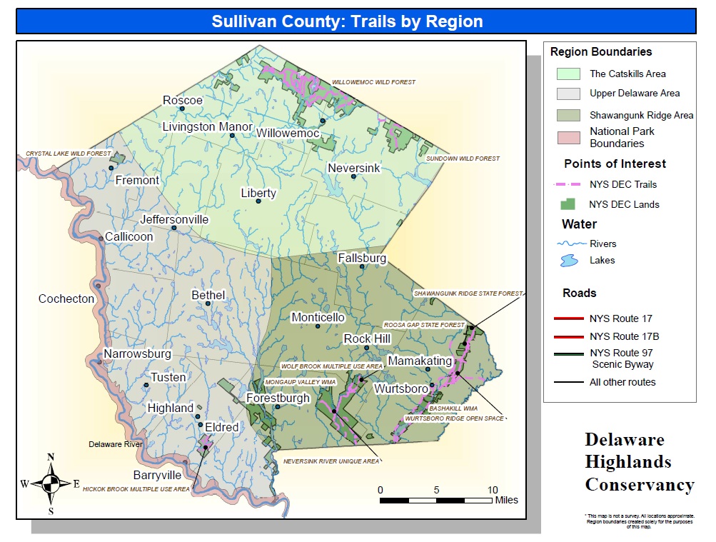 Catskill Trails Map, Catskills Park NY